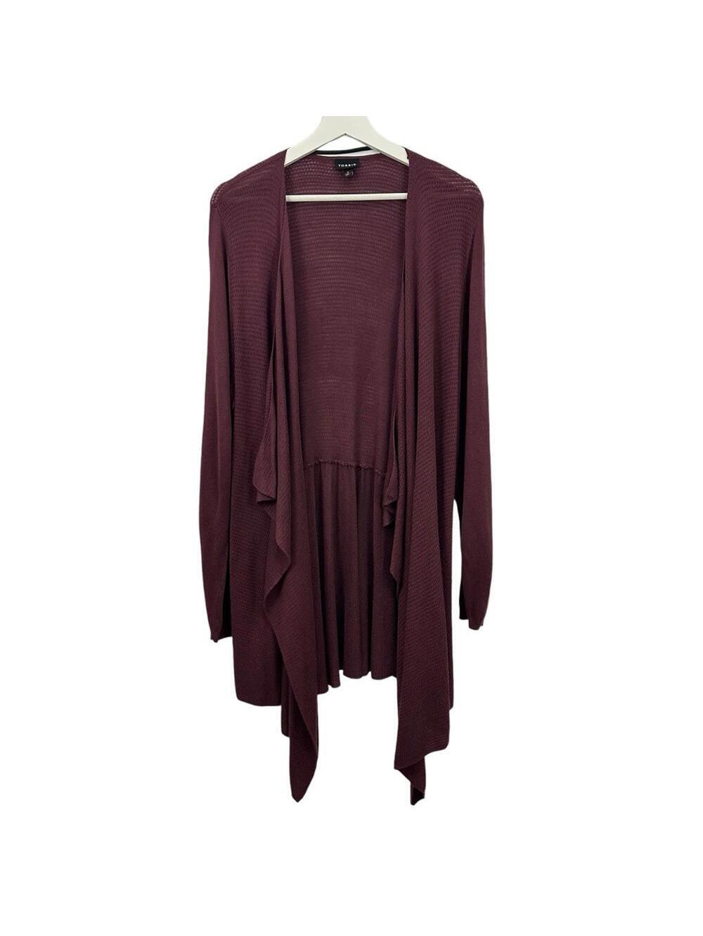 Torrid Women’s Burgundy Drape Front Cardigan Size 3 3X